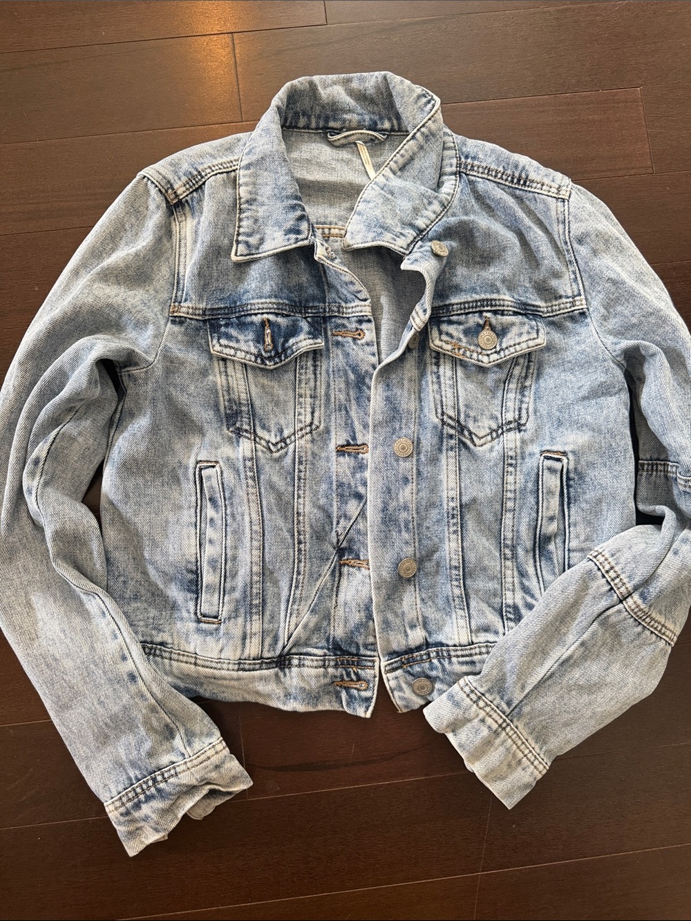 Free People Light Wash Blue Denim Jacket
